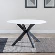 Novara 4 Seater White Ceramic Round Dining Table with Black Star Base - 130cm